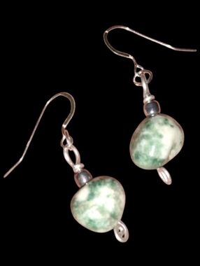 925 Solid Sterling Silver Hooks Moss Tree Agate Earrings Gemstone KATTA Handmade